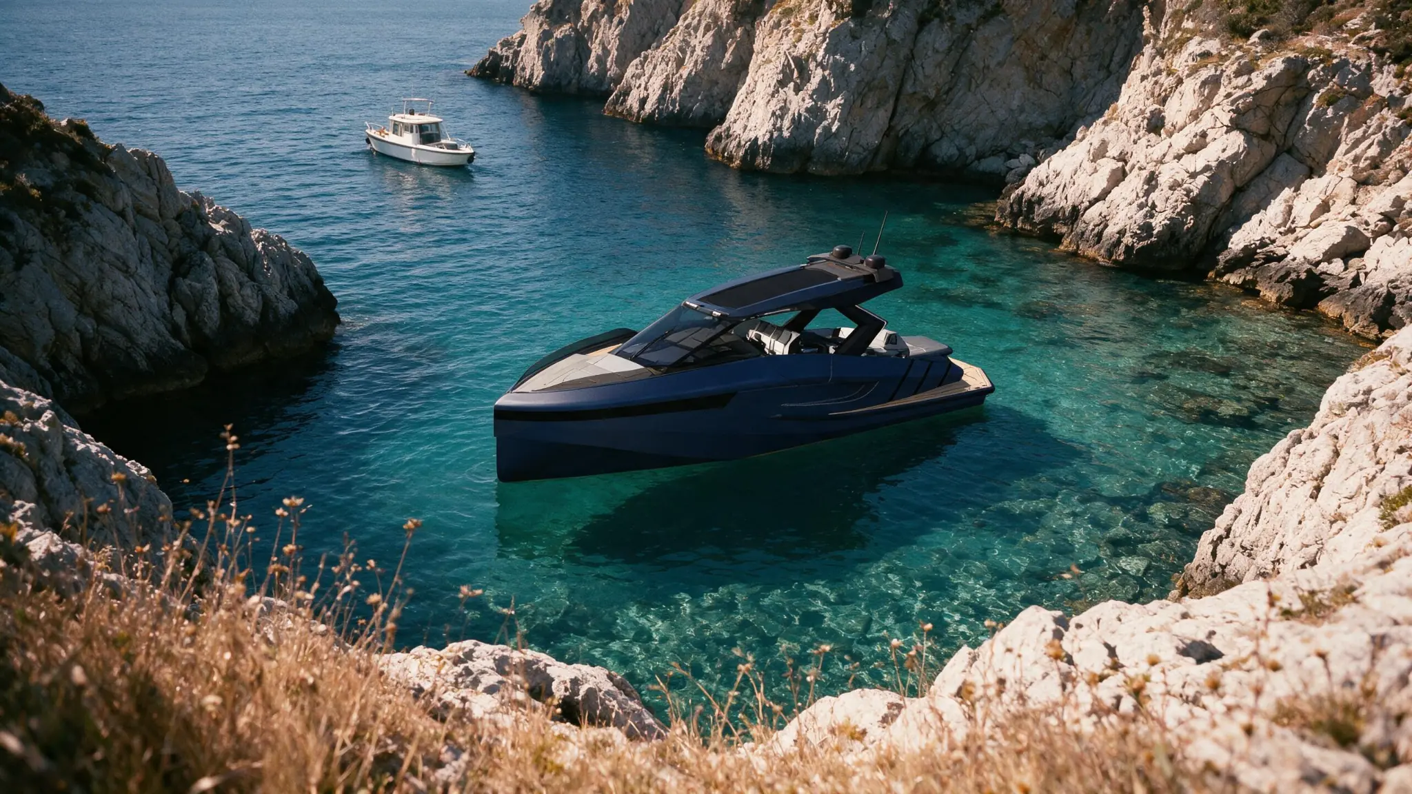 SANDES 46 in a clear shallow cove